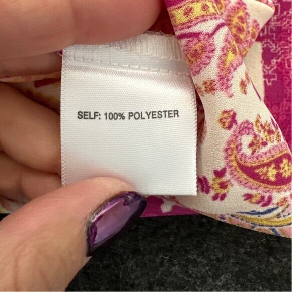 Rose + Olive Paisley Patchwork Button-Down Blouse, Size L, Like New - Picture 4 of 6